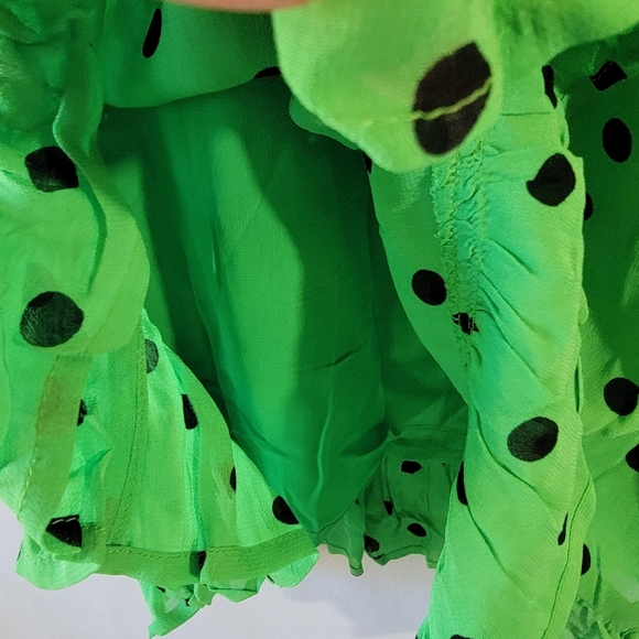 GANNI Green Black Polkadot Dainty Mid Shift Dress 34/XS Viscose Minimalist - Picture 7 of 12